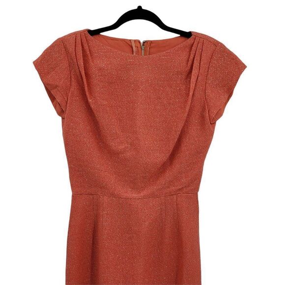 Vtg 60's Elegant Miss Textured Coral Metallic Sparkle Blouson Hostess Dress Sz S - Picture 6 of 10